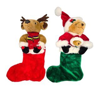 CWC Costco 3D Reindeer Teddy Bear Christmas Stocking Set 22" Large Stuffed